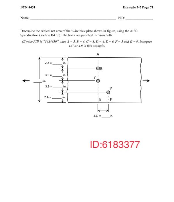 Determine the critical net area of the \( 1 / 2 \)-in thick plate shown in figure, using the AISC Specification (section B4.3