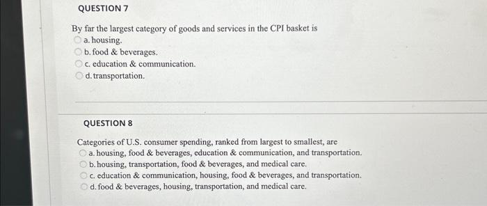 Solved By far the largest category of goods and services in