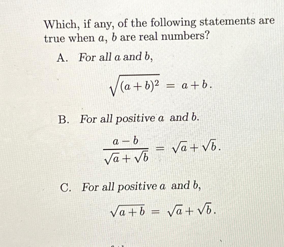 Solved Which, if any, of the following statements are true | Chegg.com