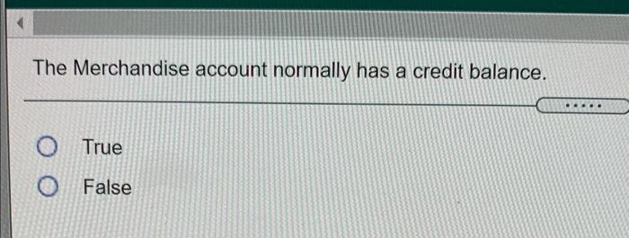 Solved The Merchandise Account Normally Has A Credit Chegg