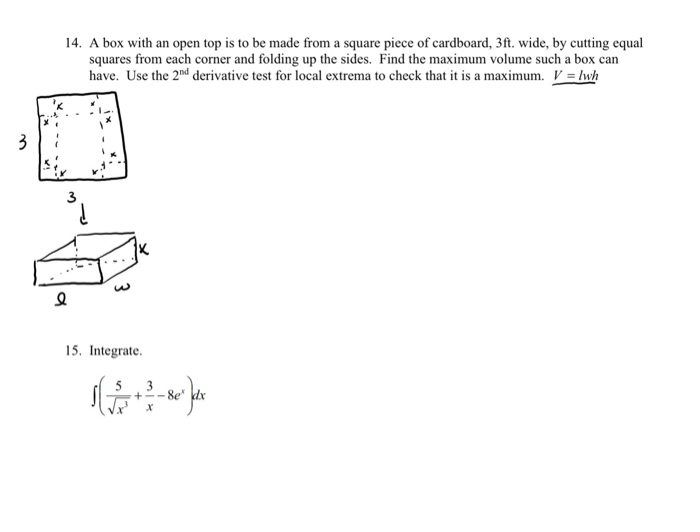Solved 14. A box with an open top is to be made from a | Chegg.com