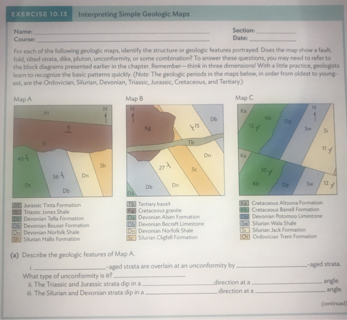 Solved Exercise 1013 Interpreting Simple Geologic Maps D