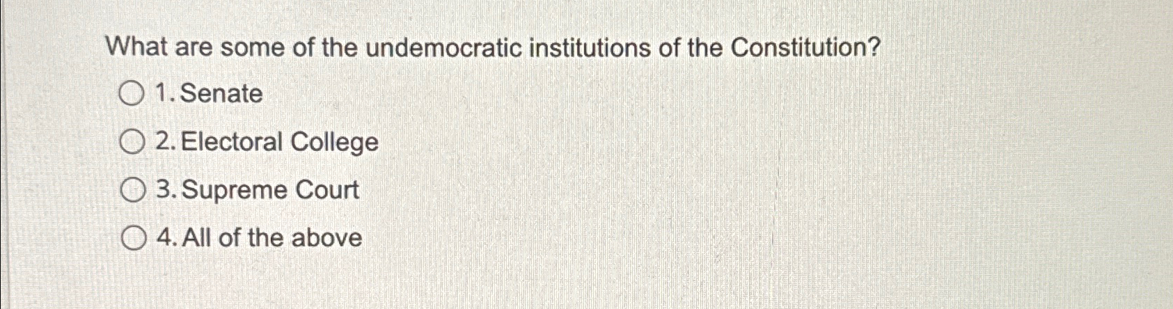 Solved What are some of the undemocratic institutions of the | Chegg.com
