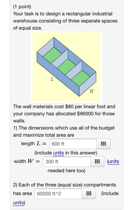 Solved (1 point) Your task is to design a rectangular | Chegg.com