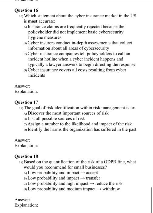 Solved Question 16 16) Which statement about the cyber | Chegg.com