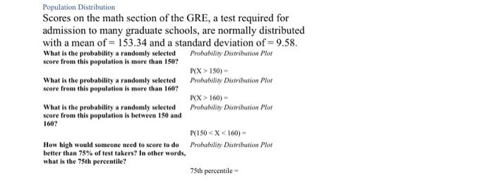 Solved Population Distribution Scores on the math section of | Chegg.com