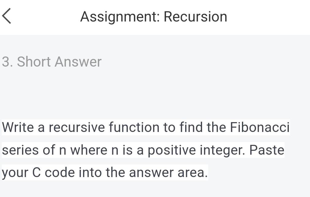 Solved Assignment: Recursion 3. Short Answer Write a | Chegg.com
