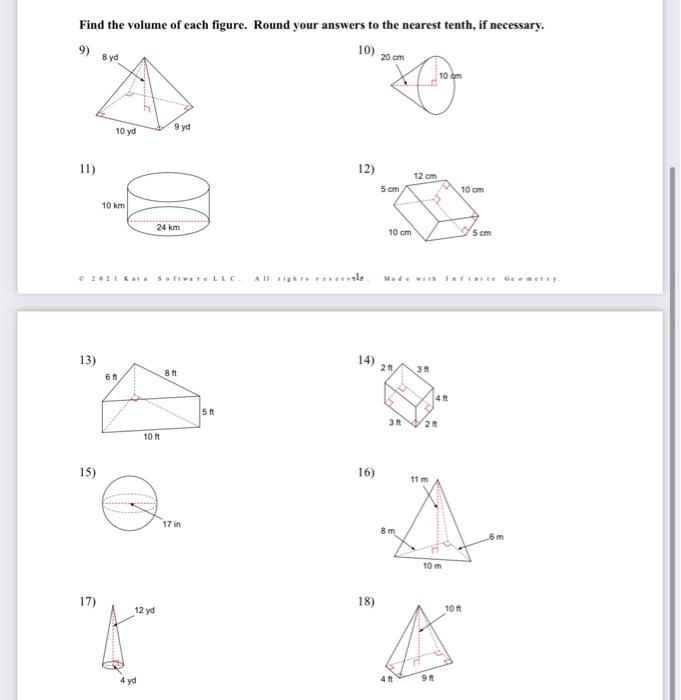 geometry assignment find the volume of each figure answer key