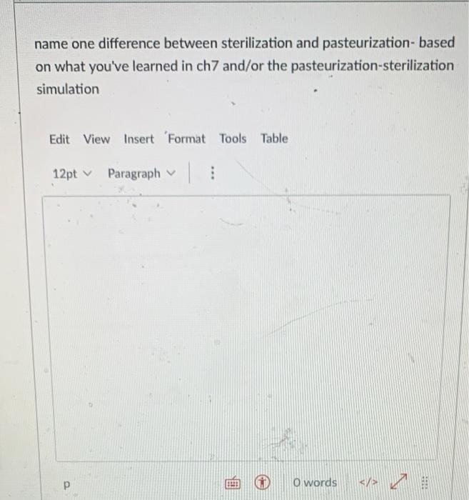 Solved name one difference between sterilization and | Chegg.com
