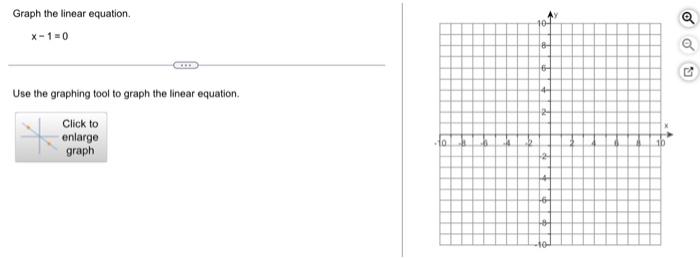 Solved Graph the linear equation. x-1=0 Sm Use the graphing | Chegg.com
