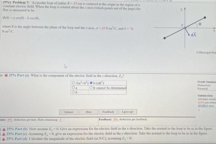 Solved 9 Problem 7 A circular loop of radius R13 cm is Chegg