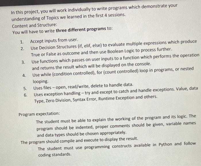 Solved In this project, you will work individually to write | Chegg.com