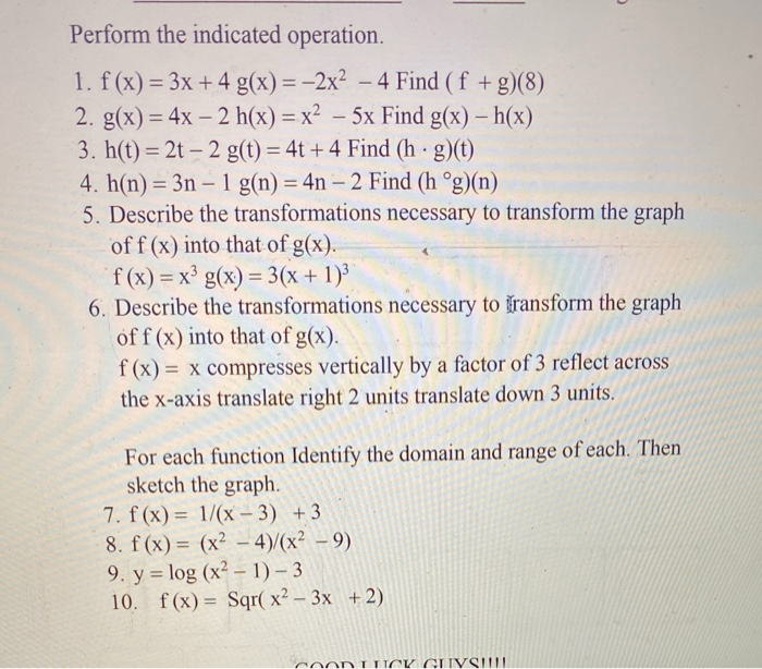 Perform The Indicated Operation 1 F X 3x 4 Chegg Com