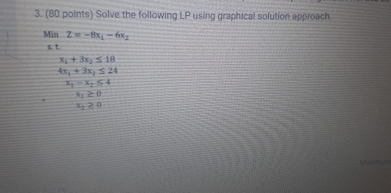 Solved 3. (80 Points) Solve The Following LP Using Graphical | Chegg.com