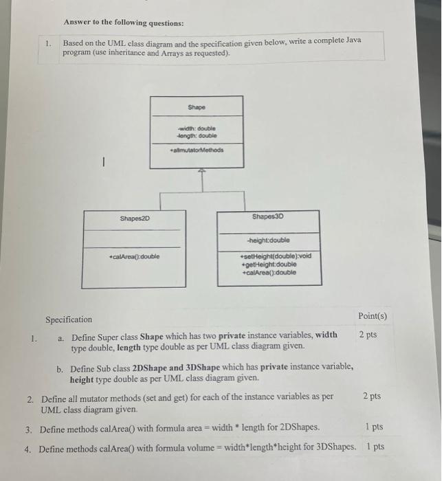 Solved Answer To The Following Questions: Based On The UML | Chegg.com