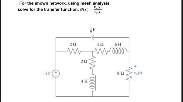 Solved For the shown network, using mesh analysis, solve for | Chegg.com