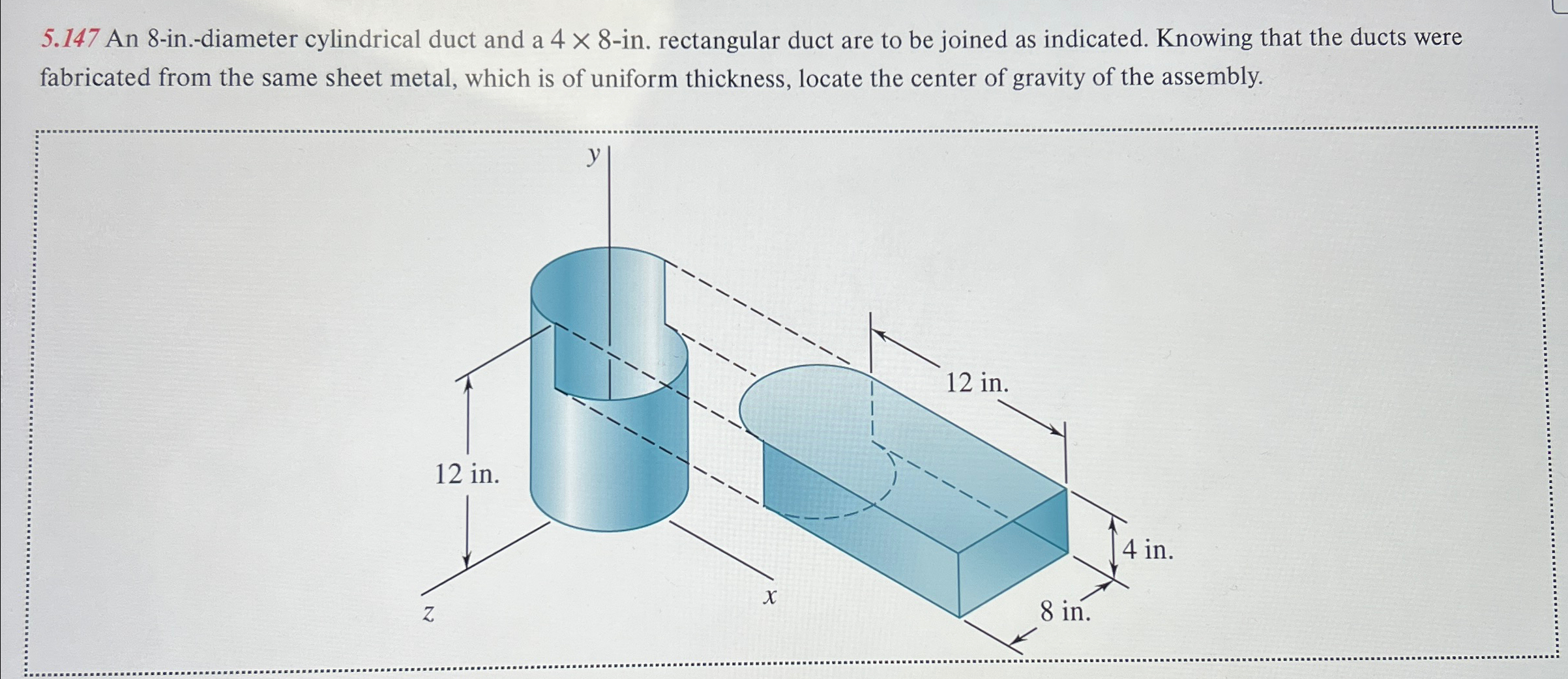 Solved An 8-in.-diameter cylindrical duct and a 4×8-in. | Chegg.com