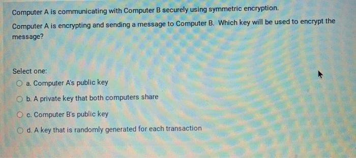 Solved Computer A is communicating with Computer B securely | Chegg.com