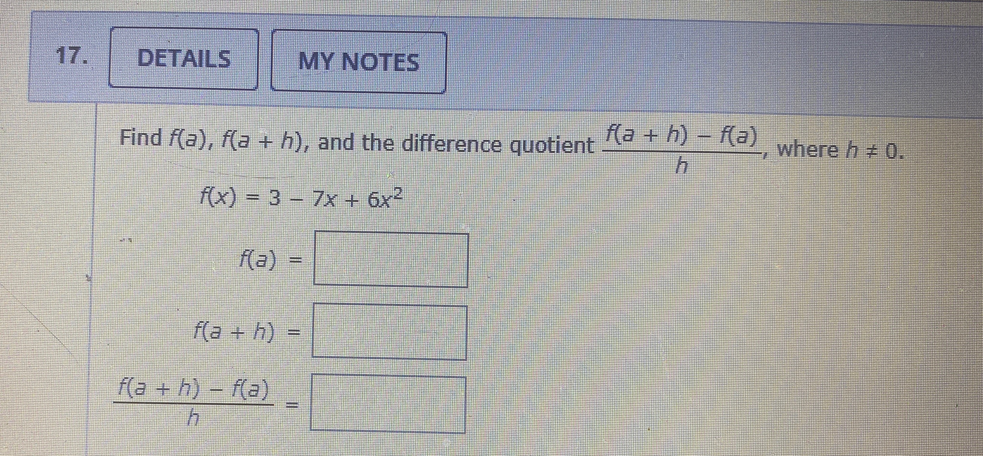 Solved Find F of a F of a plus H and the difference quotient | Chegg.com