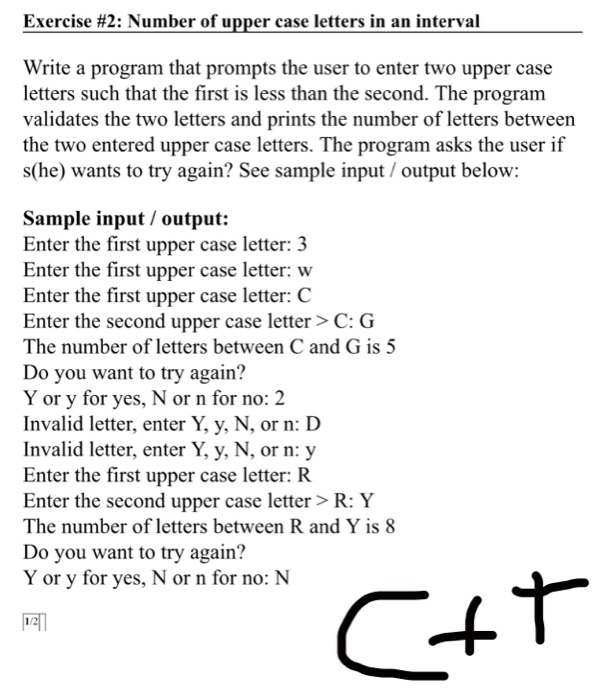 Solved Exercise #2: Number of upper case letters in an | Chegg.com