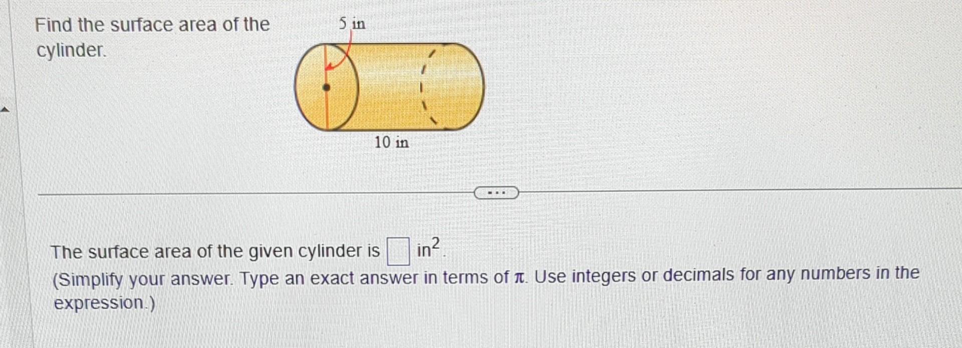 surface area of a cylinder questions and answers