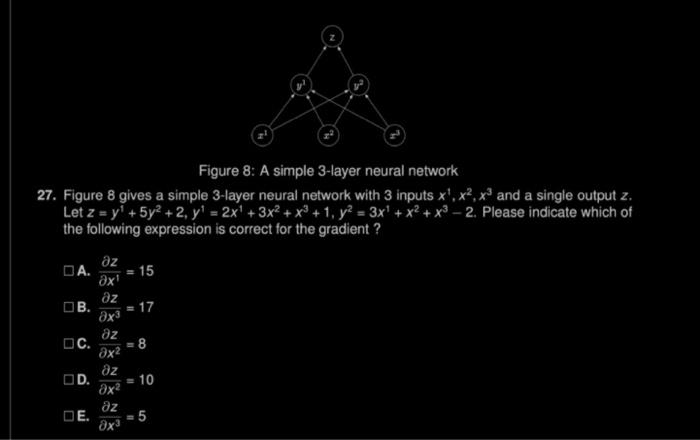 Solved 3 Figure 8: A simple 3-layer neural network 27. | Chegg.com