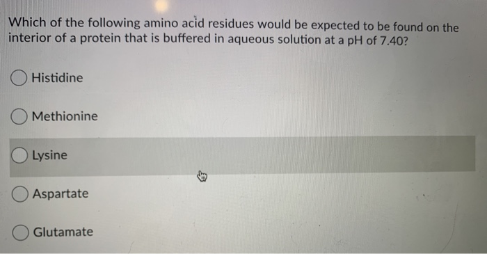 Solved Which of the following amino acid residues would be | Chegg.com