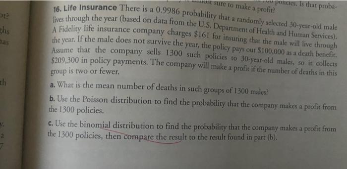 Solved 16. Life Insurance There is a 0.9986 probability | Chegg.com