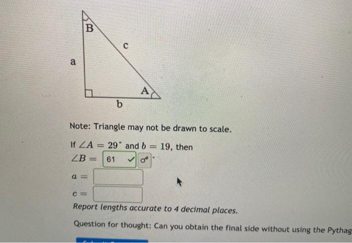 Solved For The Right Triangle Below Find The Length Of X Chegg