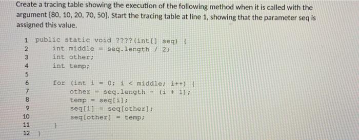Solved writing tracing table and in one sentence， using | Chegg.com