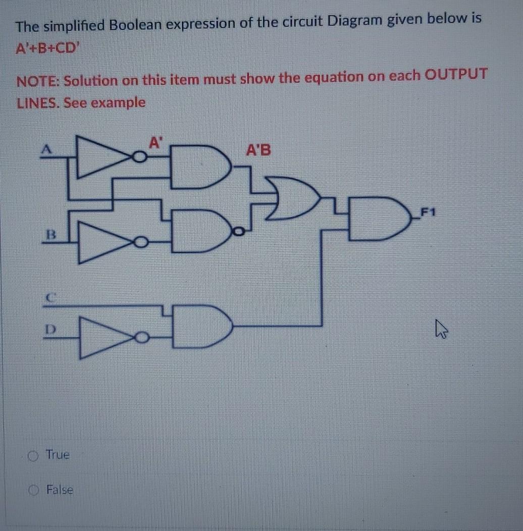 Solved The simplified Boolean expression of the circuit | Chegg.com
