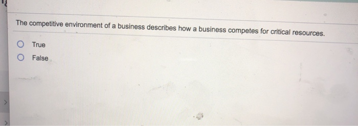 Solved The competitive environment of a business describes | Chegg.com