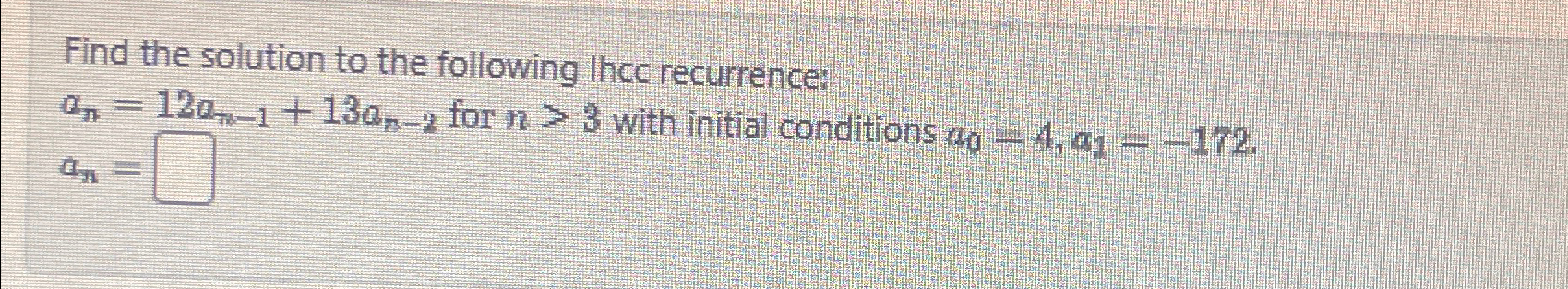 Solved Find the solution to the following Ihcc | Chegg.com
