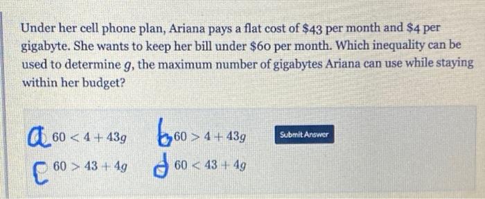 Solved Under her cell phone plan, Ariana pays a flat cost of | Chegg.com