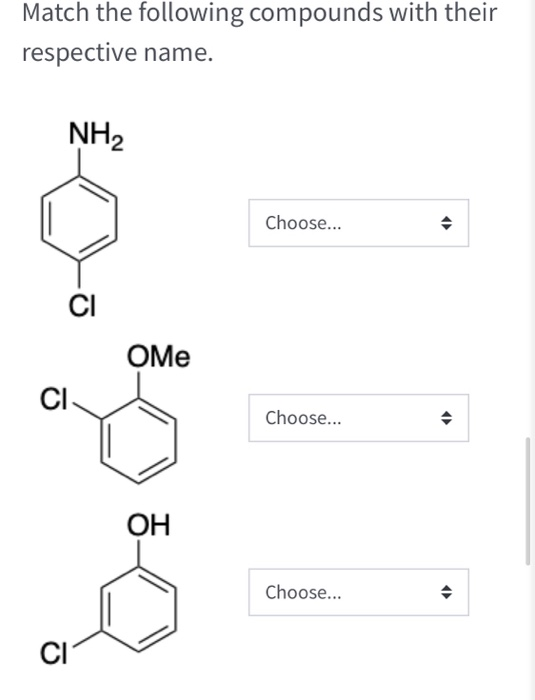 Solved Match the following compounds with their respective | Chegg.com