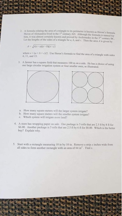 Solved Homework - Measurement #3 1. Find the area of each of | Chegg.com