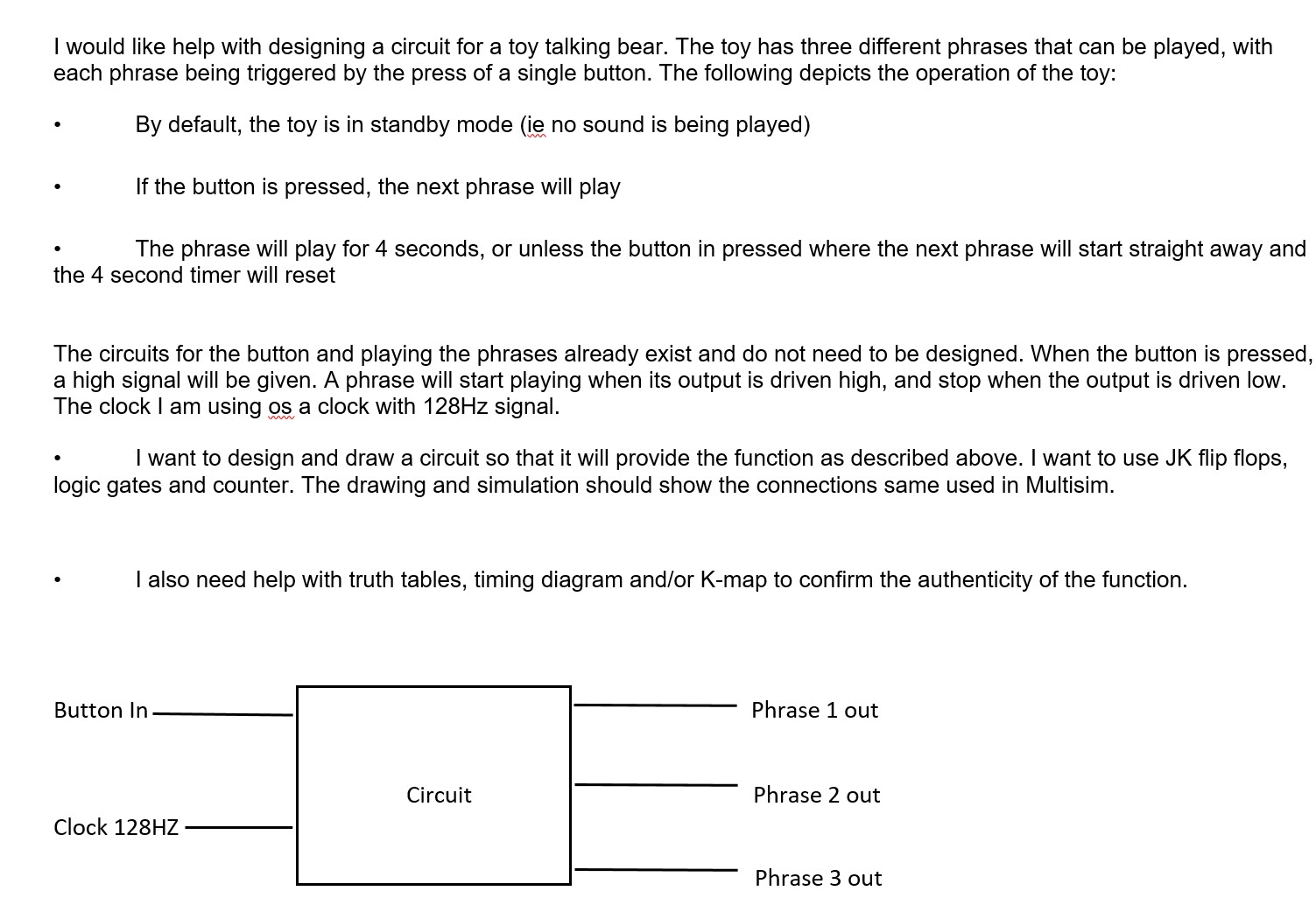 I would like help with designing a circuit for a toy | Chegg.com