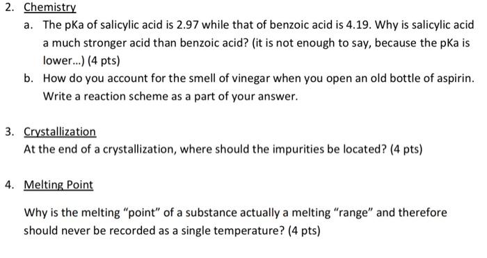 Solved 2. Chemistry a. The pKa of salicylic acid is 2.97 | Chegg.com