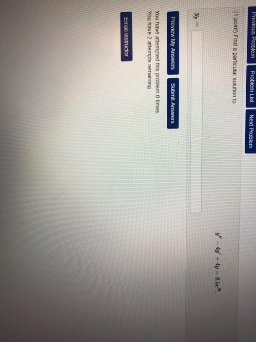 Solved Previous Problem Problem List Next Problem (1 point) | Chegg.com
