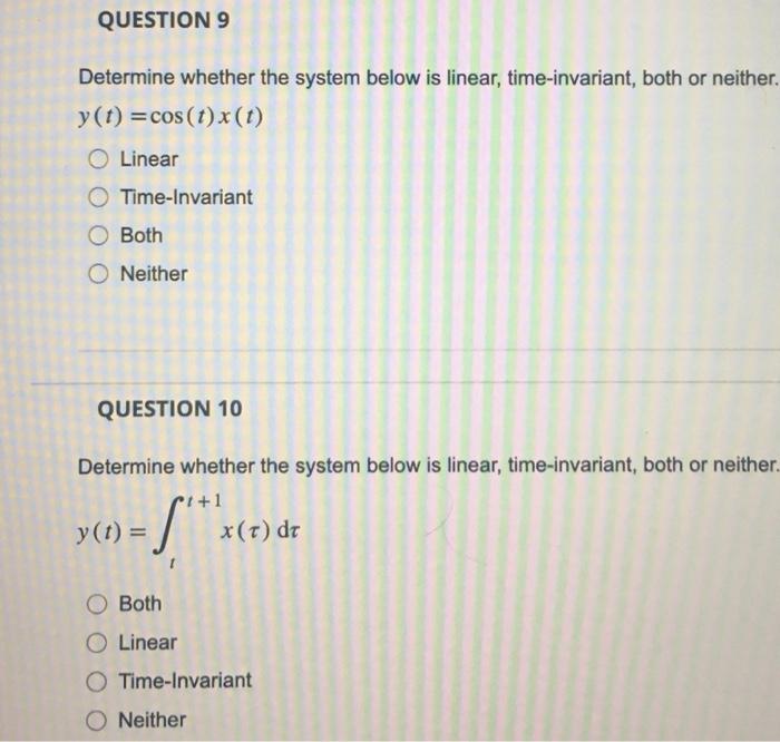 Solved Determine whether the system below is linear, | Chegg.com
