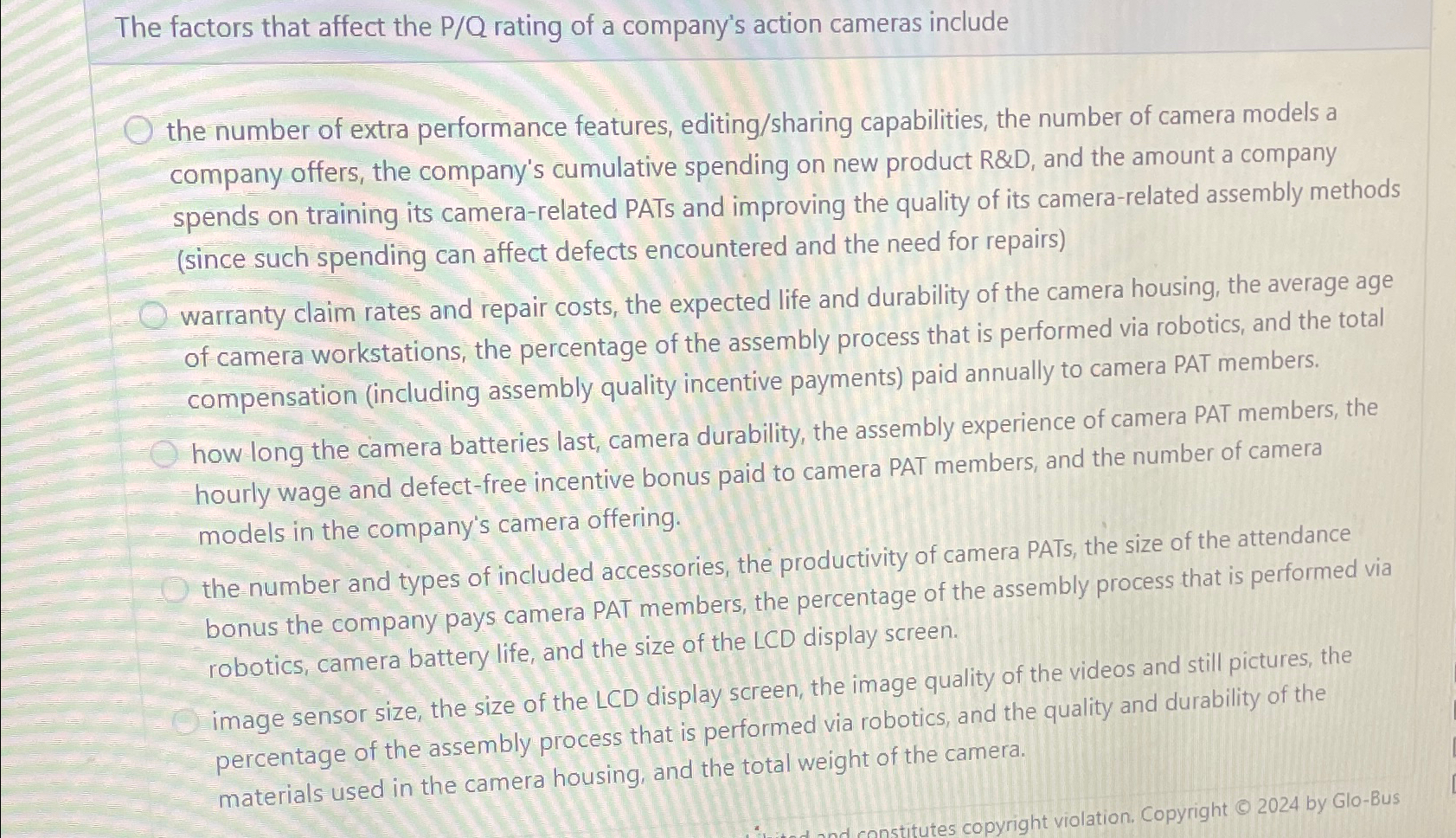 Solved The factors that affect the P/Q rating of a company's | Chegg.com