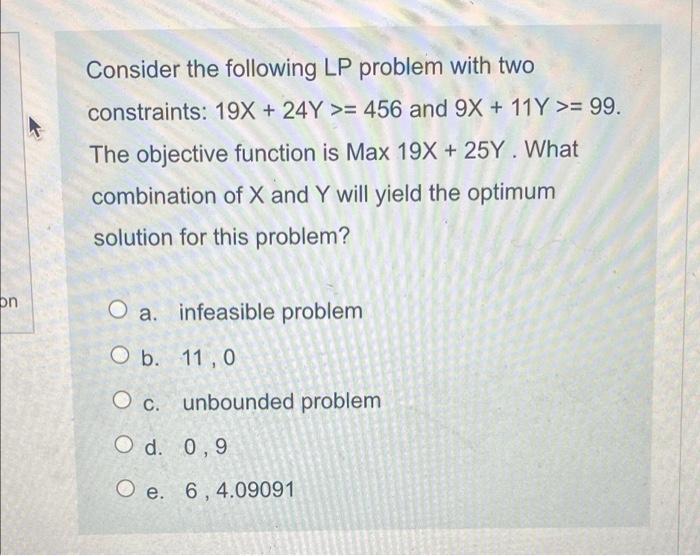 Solved Consider the following LP problem with two | Chegg.com