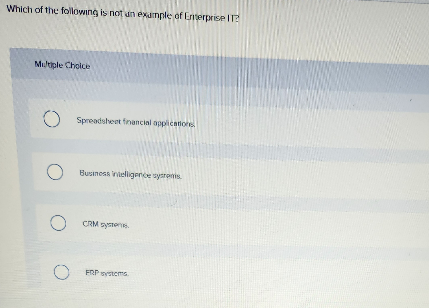 Solved Which of the following is not an example of | Chegg.com