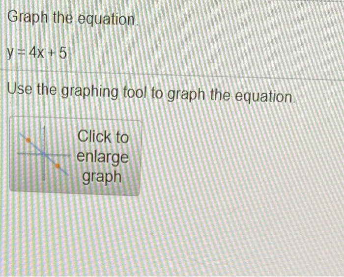 Solved Graph the equation. y = 4x + 5 Use the graphing tool | Chegg.com