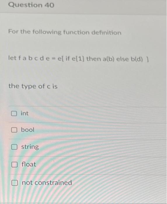 Solved For The Following Function Definition Let Fabcde=e[ | Chegg.com