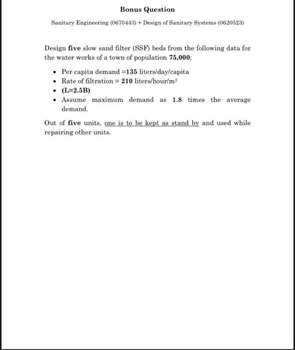 Solved Sanitary Engineering (0670443) + Design of Sanitary | Chegg.com