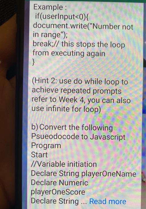 Solved a) Write a Javascript Program that prompts user | Chegg.com