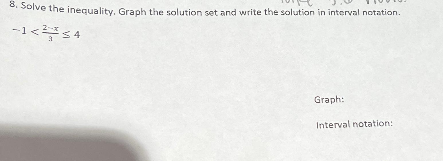 Solved Solve the inequality. Graph the solution set and | Chegg.com