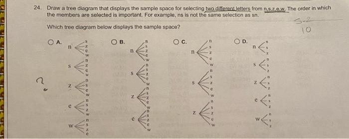 Solved 24. Draw a tree diagram that displays the sample | Chegg.com