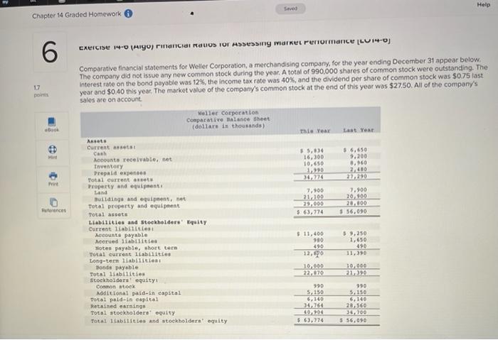 Solved Seved Help Chapter 14 Graded Homework 6 Exercise 14-0 | Chegg.com